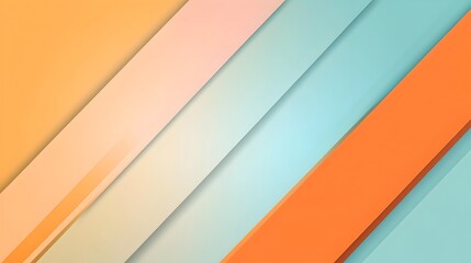 Fototapeta premium Vibrant Minimalist Slide Background with Abstract Diagonal Stripe Design in Orange and Light Blue Color Palette Leaving Blank Center Space for Content