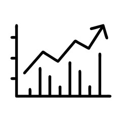 Growth chart icon in black and white line art