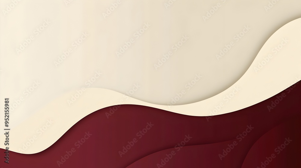 Poster a graphic design of a minimalistic slide background featuring a deep burgundy and light cream color 
