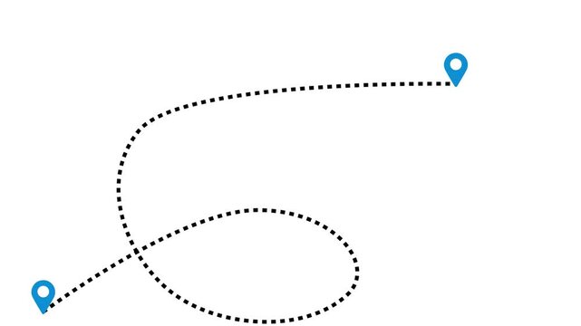 Location from here to there, animated line with location icon, 4k