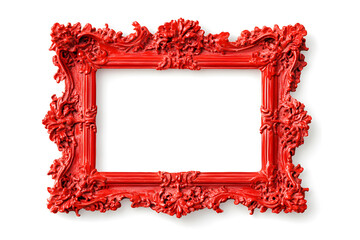 Vintage antique red frame mock up isolated on white background