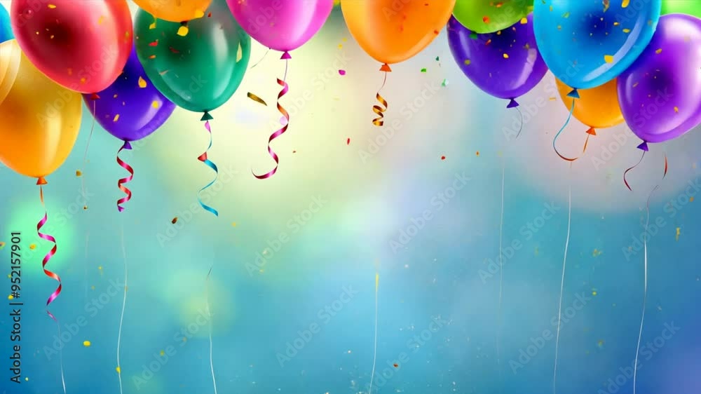 Aufkleber A bunch of colorful balloons are floating in the air. The balloons are of different colors and sizes, creating a vibrant and lively atmosphere. Concept of celebration and joy