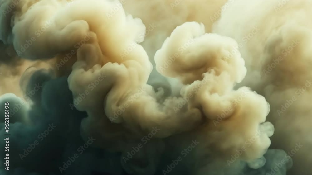 Poster a cloud of smoke is billowing in the air. the smoke is thick and hazy, creating a sense of unease an