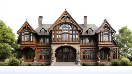A grand, intricately designed mansion showcasing architectural elegance and style.
