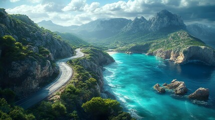 Stunning tropical getaway with clear waters and towering mountain vistas wallpaper