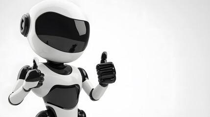 Naklejka premium Friendly robot giving thumbs up isolated on white background