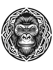 Obraz premium Gorilla head very simple traditional tattoo flash styles illustration