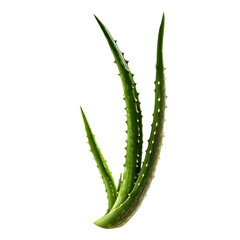 Naklejka premium Aloe vera plant with long green leaves growing upward indoors, transparent