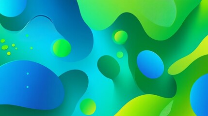 Abstract Blue and Green Gradient Design with Organic Shapes, blending modern art and nature-inspired elements in a fluid and dynamic composition.