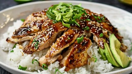 Teriyaki Chicken with Rice and Avocado