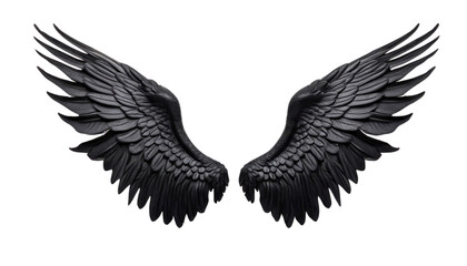 Obraz premium black wings with intricate feather patterns Element Transparent PNG