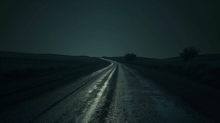 Image of dark asphalt road, night landscape.