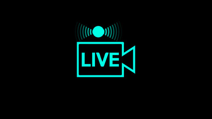 Live sign on black background. Signs and Symbols of Streaming. Live telecast symbol. Live broadcasting buttons and symbols.