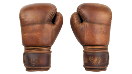 Pair of Vintage Leather Boxing Gloves Isolated