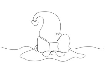 Continuous single line sketch drawing of wizard witch hat halloween costume one line vector illustration