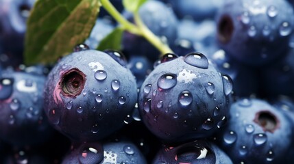 blueberries covered with water droplets