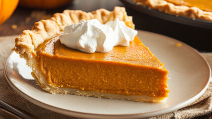 Warm and inviting homemade Halloween pumpkin pie
