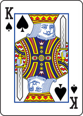 King of spade playing card design and drawing in colorful cartoon vector