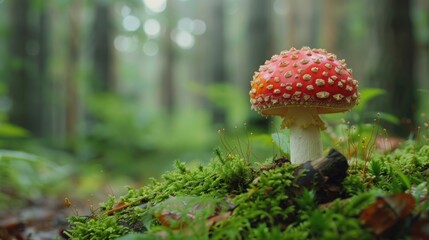 Red Mushroom in Mossy Forest