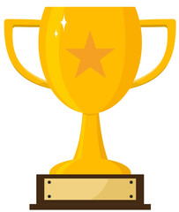 gold trophy cup, Illustration of a number one gold metal award elements.
