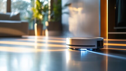 A cleaning robotas dust sensor in sharp focus, highlighting the light-based detection system.