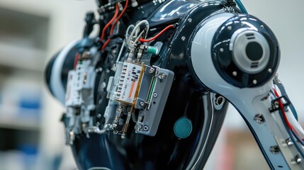 Obraz premium A close-up of a robot's artificial pancreas, with focus on the insulin pumps and regulation mechanisms.