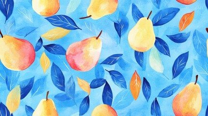 Seamless repetitive pattern background of fresh pear for fabric design