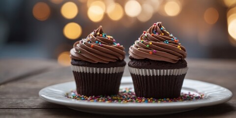 Chocolate Cupcake with Chocolate Icing and Sprinkles.