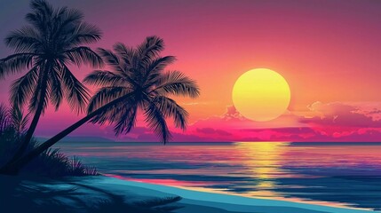 Tropical resort with stunning sunset near beach