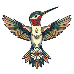 Hummingbird head very simple traditional tattoo flash styles illustration