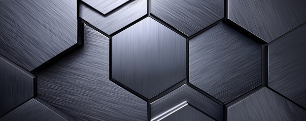 Geometric Hexagonal  grey Aluminum Background with  Copy Space .