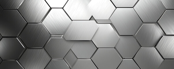 Naklejka premium Geometric Hexagonal grey Aluminum Background with Copy Space .
