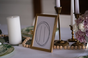 place setting with table number