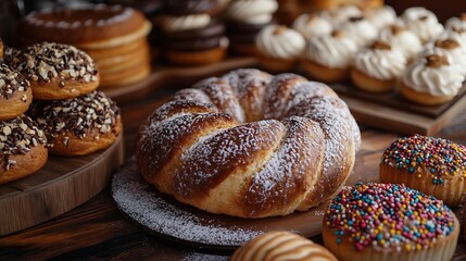 Bakery products encompass a range of delectable baked goods such as bread pastries cakes and cookies crafted with culinary artistry : Generative AI