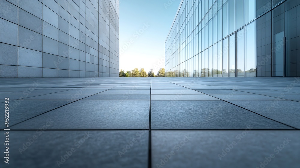 Poster Empty square road and building structure background : Generative AI