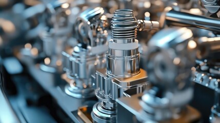 Naklejka premium Automotive Engine Parts Manufacturing with Spark Plugs and Aluminum Components