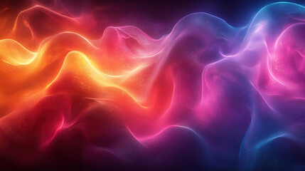 Abstract colorful neon glowing waves.