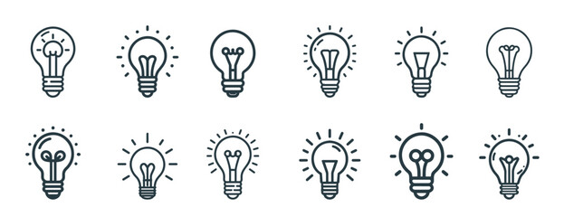 Lightbulb icon set Lightbulb outline Lightbulb icon Idea sign solution thinking concept