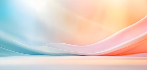 A soft and serene abstract background with flowing colors of blue and peach creating a calming atmosphere.