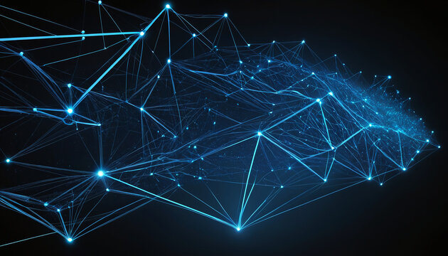 Cloud bleu r&eacute;seau stockage donn&eacute;es concept lignes connexion particule informatique business.