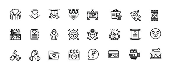 Set of wedding icons. Vector Illustration