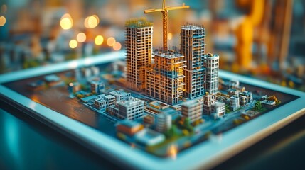 Buildings Permit concept with imaginary cadastral on digital tablet  building activity and construction industry with General Urban Plan : Generative AI