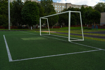 Football gates at the school stadium. Football field
