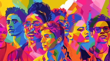 Naklejka premium Vibrant Illustration of Iconic LGBTQ+ Activists in Modern Art Style - Tribute to Historical Impact