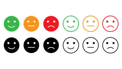 Set of smiley vector illustration. Set of emoticon vector illustration. Feedback sign and symbol.