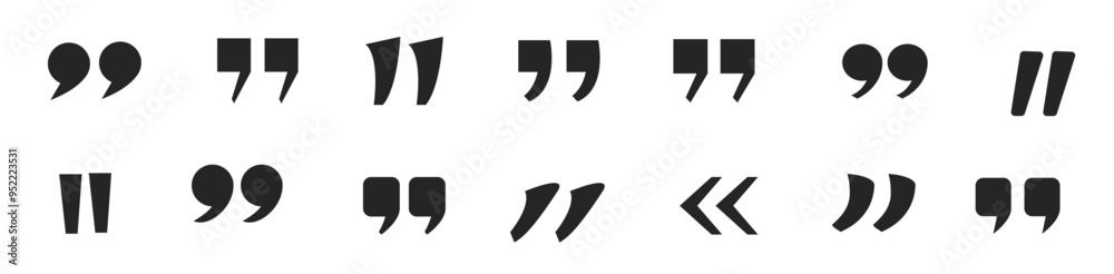 Fototapete vector set of quote marks black and white quotation signs isolated design elements set