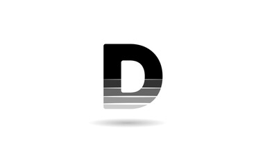 black and white D letter alphabet logo icon design with cut gradient suitable for a business or company