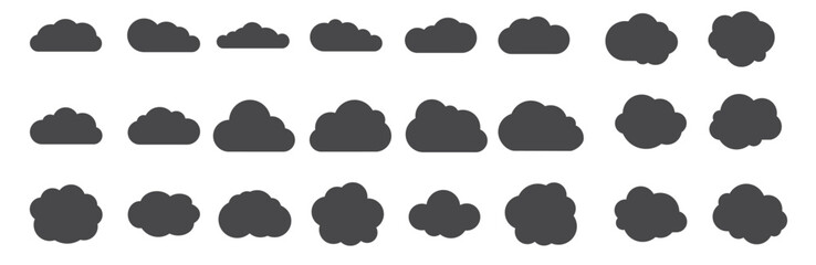 Black cloud shapes set.