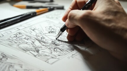 Hand Drawing Comic Book Characters with a Pen
