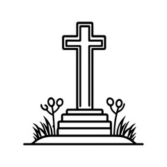 Grave icon or modern line symbol. Vector line art and icon design with bold outline. Black and white Pixel Perfect minimalistic symbol isolated white background. Silhouette simple thin sign